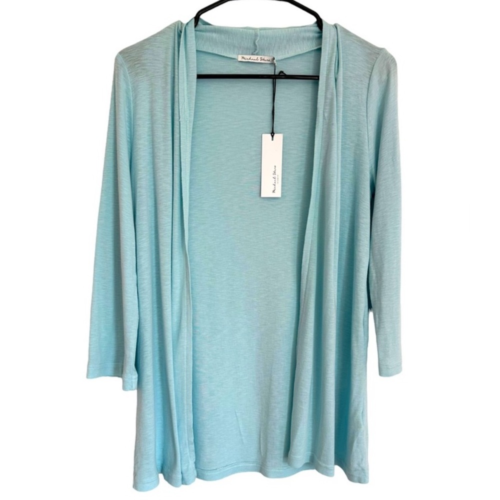 Michael Star Atlas shawl neck open front Cardigan One Size 3/4 sleeve NWT